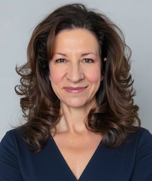 Suzanne Muller headshot in blue dress